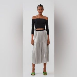 Metallic pleated skirt